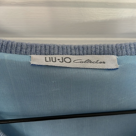 LIU-JO - sweater sequins iridescent blue angora blend vneck size XS - Picture 2 of 9